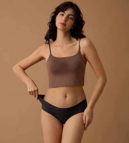 SHARICCA Womens Seamless Underwear Nuage No Show Hipster Panties 5 Pack - color: All Black, size: Medium