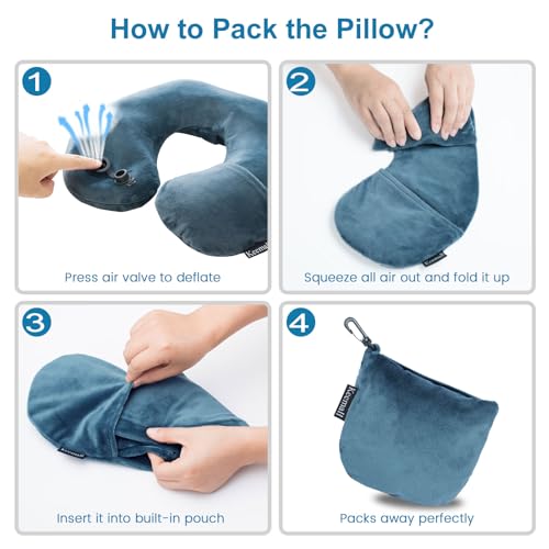 Keemall Inflatable Travel Neck Pillow for Airplane & Long Flights, 2 Pack - color: Deep Grey-2 Pack, size: Medium
