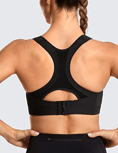 SYROKAN Women's Sports Bra Front Adjustable Padded - color: Black, size: 36C