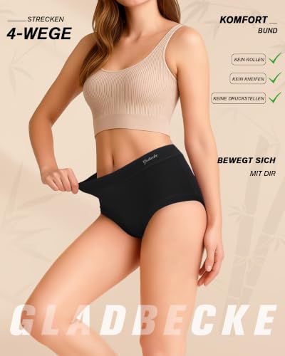 Women Underwear Bamboo Rayon High Waisted Briefs - color: Black*5, size: Medium