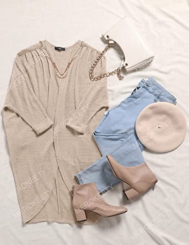 MEROKEETY Cardigan Sweaters for Women Oversized Long Cardigans Fall Outfits - color: Apricot, size: Large