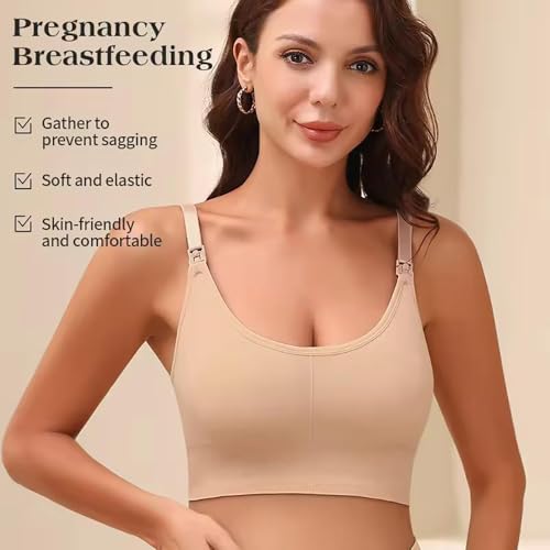 LiMira Nursing Bra Set, Wireless Soft Breathable, Detachable Adjustable Straps, Maternity Bras, 90% Polyamide 10% Elastane - size: Medium
