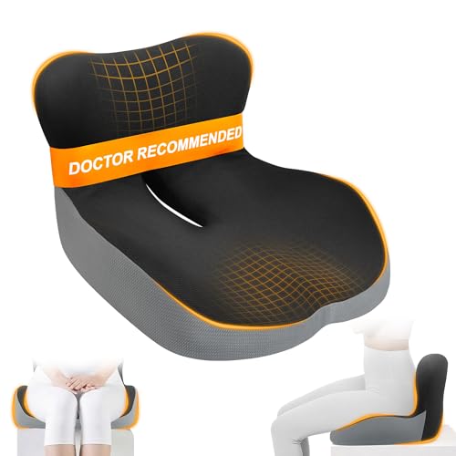 Allaboutsla Car Seat Cushion with Lumbar Support Pillow, Car Back Support - color: Black&grey
