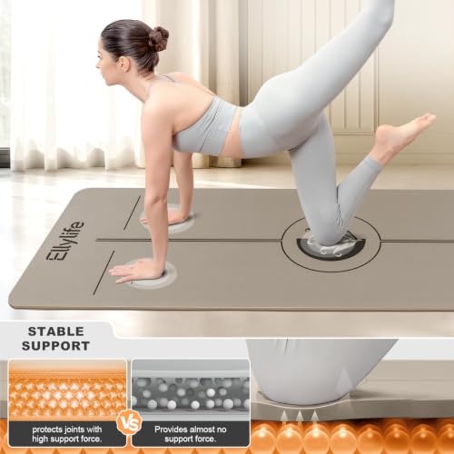 Yoga Mat - Non Slip Natural Rubber Yoga Mat, Alignment Lines, Ultimate Grip - color: Beige Pro