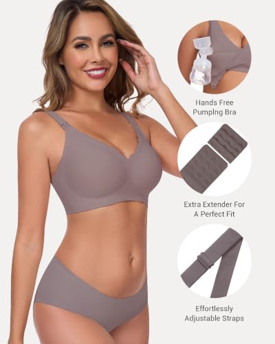 Vinfact Pumping Bra Hands Free-No Underwire Full Coverage Seamless Every Day Bra Holding & Breast Pump Bra - color: Grey, size: Small