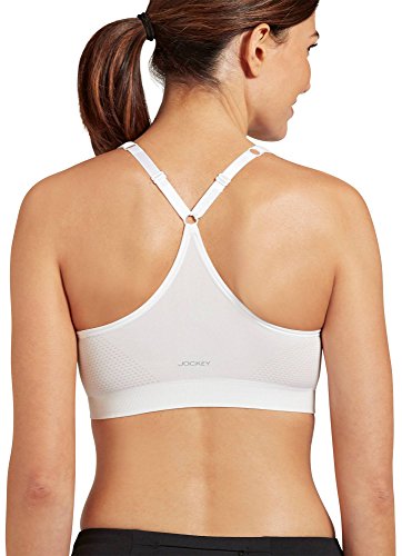 Jockey Women's Active Mid Impact Molded Cup Seamless Sports Bra - color: Pure White, size: Small