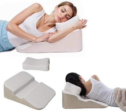 Wedge Pillow for Side Sleepers with Arm Hole, 8" Bed Wedge After Surgery, Acid Reflux, GERD, Back Pain Relief, Back Support with Memory Foam Pillow