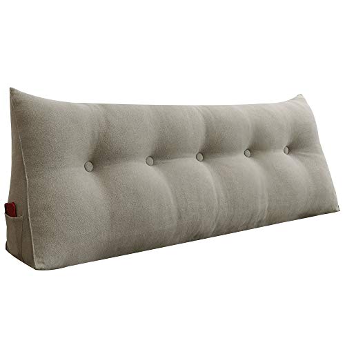 WOWMAX Wedge Body Positioners Pillow Triangular Reading Bedrest Throw Pillows Bolster Headboard Back Support Lumbar Cushion Pillow for Daybed with Removable Cover Linen Cotton Blend Dusty Taupe Queen - color: Dusty Taupe, size: Queen