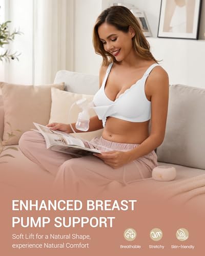 Vinfact Pumping Bra Hands Free-Adjustable Every Day Bra Holding & Breast Pump Bra Breathable Comfortable Bras - color: White, size: Small