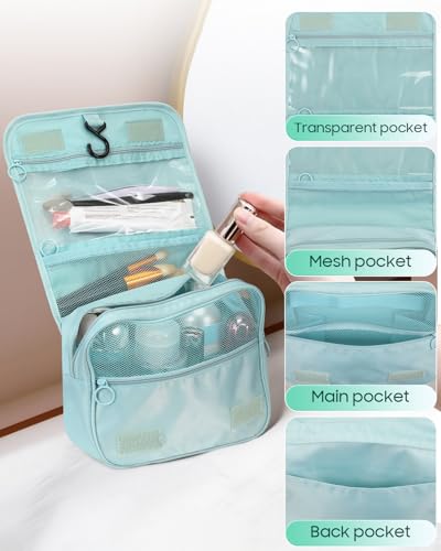 FINPAC Toiletry Bag, Large Capacity Hanging Makeup Bag - color: Blue