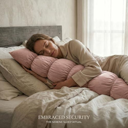 Pat. Pend. Segmented Body Pillow for Side Sleepers, 47 Inch, Pink - color: Pink, size: 47"*15.7"