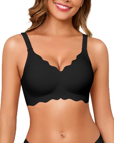 Seamless Jelly Bras for Women, No Underwire Push Up Bra - color: Black, size: Small
