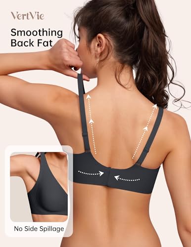 Vertvie Wireless Jelly Bras Push Up Plunge Seamless Supportive - color: Airy Black, size: X-Small