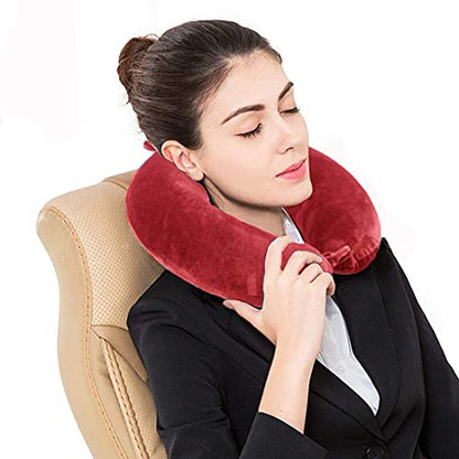Travel Pillow - Memory Foam Neck Pillow Support Pillow,Luxury Compact & Lightweight Quick Pack for Camping,Sleeping Rest Cushion (Red) - color: Red
