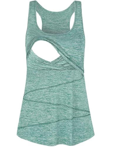 Joymom Maternity Summer Cool Sleeveless Nursing Tank Tops Breastfeeding Shirts - color: 33 Green, size: X-Large