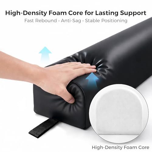 3/4 Round Massage Bolster Pillow, 26 x 6 x 6 in, PU & Cooling Covers