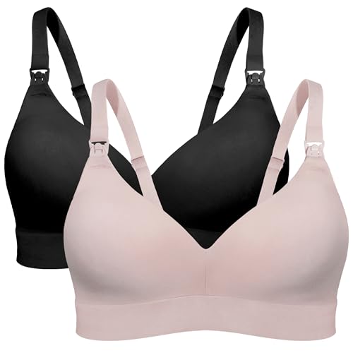 AIRCUTE Nursing Bras for Breastfeeding Seamless Postpartum Bra Soft Pregnancy Bra Wireless Maternity Bralette - color: Black-dusk, size: Small