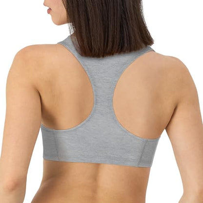 Hanes Women's Racerback Cotton T-Back Bralette (3 Pack) - color: Concrete Heather/Isle Green/Moonlite Heather, size: X-Large
