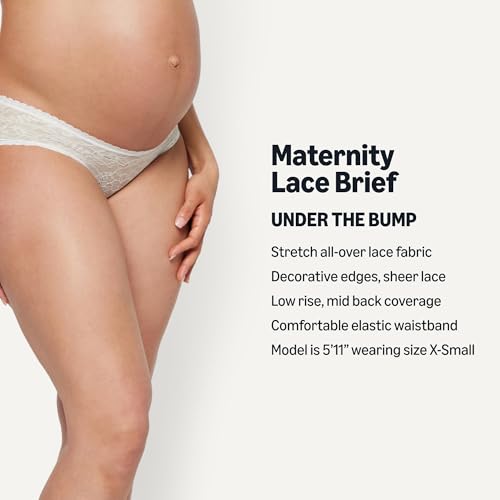 Amazon Essentials Women's Maternity Under Bump All over Stretch Lace Brief, Pack of 6 - color: White / Rose / Washed Bronze, size: Medium