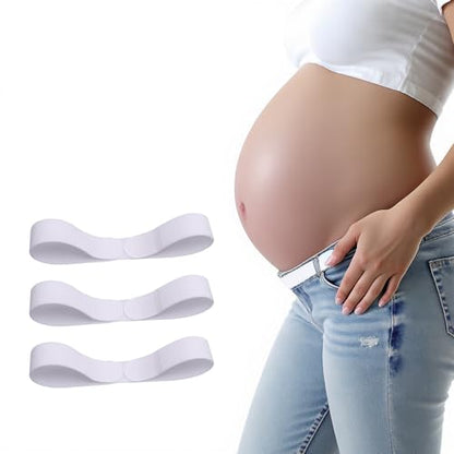 Maternity Belly Band 3-Pack — Turn Any Jeans Into Maternity Pants | Adjustable Hook-and-Loop Waistband Extender - color: White