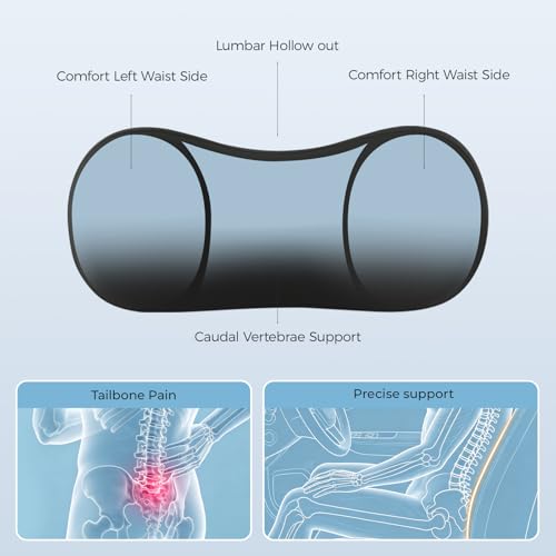 BABUR Lumbar Support Pillow for Car, Coccyx Pain Relief Cushion - color: Black