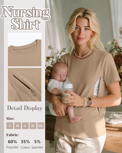 3 Pack Women's Nursing Shirts - color: Khaki, Army Green, Black, size: X-Large