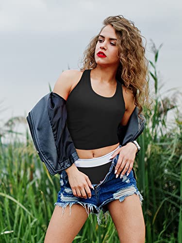 Geyoga 8 Pcs Crop Tank Top - color: Black, White, Gray, Green, Blue, Brown, size: X-Large