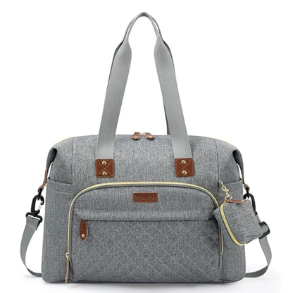 Tuwubi Diaper Bag Tote,Baby Diaper Bag with Pacifier Case - color: Light Grey, size: Large