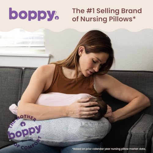 Boppy Nursing Pillow, Safe Ergonomic Breastfeeding & Baby Feeding Support - color: Blue Speckled Current
