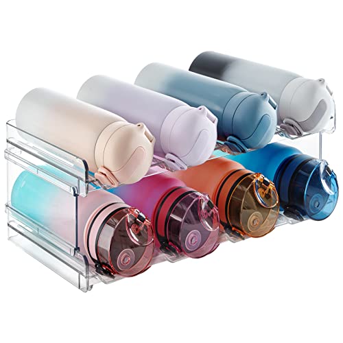 Lifewit Stackable Water Bottle Organizer for Cabinet, Clear Tumbler Holder - size: 2 Tier-8 Bottle