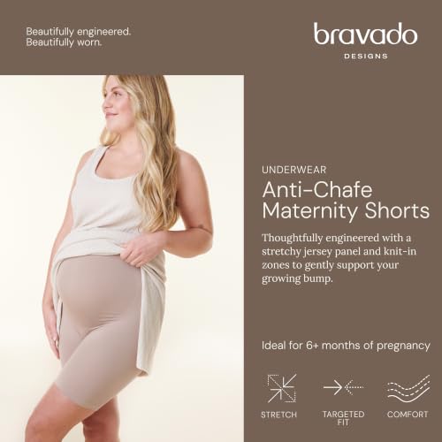 Bravado Designs Anti-Chafe Maternity Shorts - color: Sand, size: Small