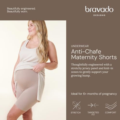 Bravado Designs Anti-Chafe Maternity Shorts - color: Sand, size: Large