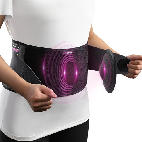 Umbilical Hernia Belt, Adjustable Pressure Support with 3D Pad, S/M - color: Black with Pink Stripes, size: S/M