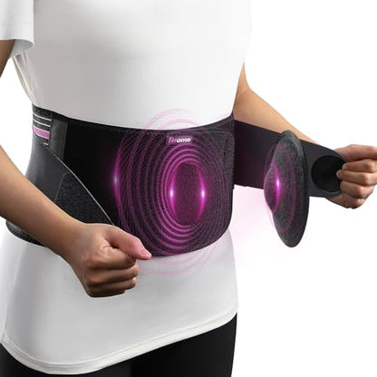 Umbilical Hernia Belt, Adjustable Pressure Support with 3D Pad, S/M - color: Black with Pink Stripes, size: S/M