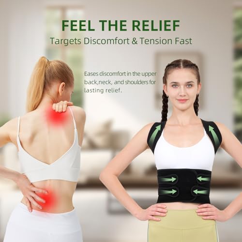 Posture Corrector for Women and Men Upper Pain Relief, Black, M - size: Medium (Waist 25"-32")