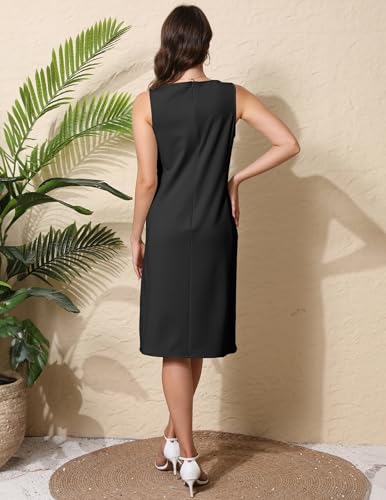 Women Business Sheath Midi Dress - color: Black, size: X-Small
