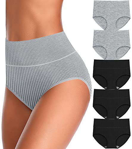 UMMISS Womens Underwear Cotton High Waisted Tummy Control Panties Plus Size Full Coverage Ladies Briefs - color: C-multi-5 Pack, size: 3X-Large-4X-Large