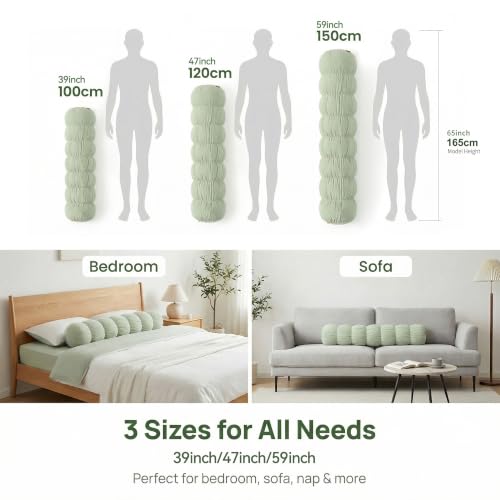 Pat. Pend. Side Sleeper Body Pillow, 59 Inch, Celadon Green - color: Celadon Green, size: 59" x 7.87"
