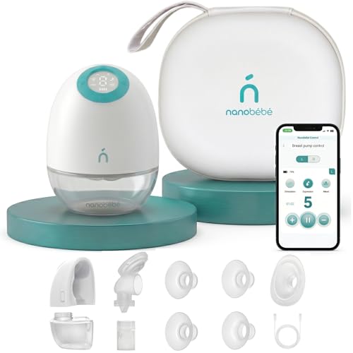 Nanobebe Wearable Breast Pump Hands Free Wireless Electric Breast Pump Smart App Controlled Pump Quiet Portable Multiple Modes, 1-Pack - size: 1 Pack