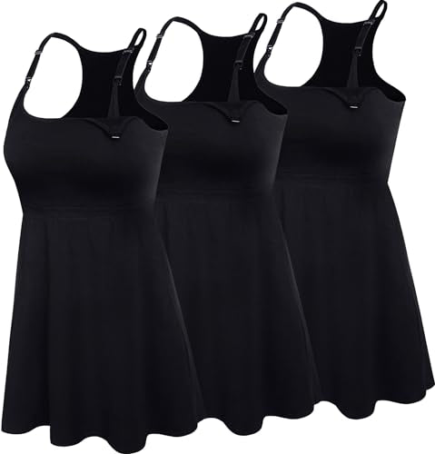 SUIEK Cotton Maternity Nursing Tank Tops with Shelf Bra Breastfeeding Camis - color: Black+black+black 3pack, size: Medium