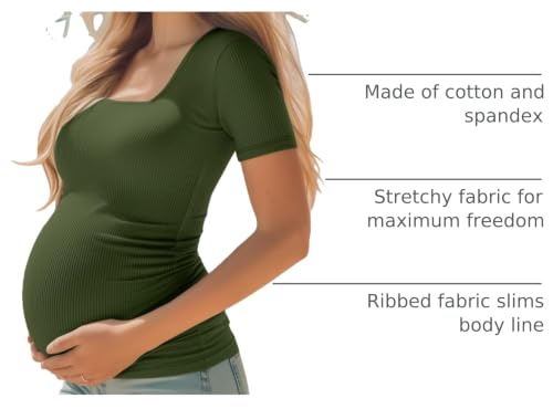 Huukeay 4 Pack Women's Short Sleeve Maternity Shirts - color: Black, Heather Gray, Khaki, Army Green, size: X-Large