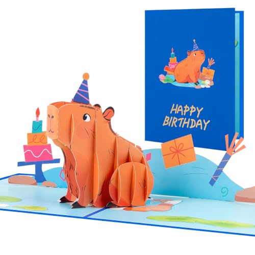 Capybara Pop Up Card, Pop Up Birthday Card, Anniversary, Friendship. - style: Capybara Birthday