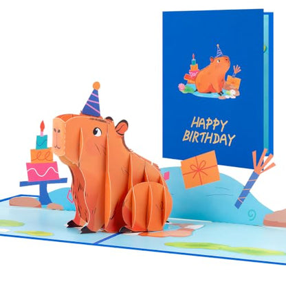 Capybara Pop Up Card, Pop Up Birthday Card, Anniversary, Friendship. - style: Capybara Birthday