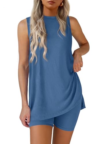 PRETTYGARDEN Lounge Sets for Women Matching 2 Piece Outfit - color: Blue, size: Medium