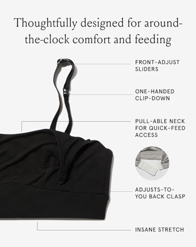 Bodily Everything Wireless Nursing & Maternity Bra with Clip Down Access - color: Black, size: Large