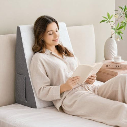 BDEUS Basic 7.5" Bed Wedge Pillow for Sleeping After Surgery, White