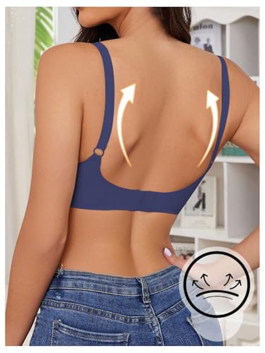 OYOANGLE Women's Maternity Nursing Bra Wireless Push Up Breastfeeding Bras - color: Blue, size: Small