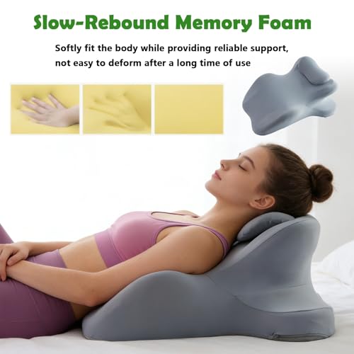 RSN Ergonomic Foam Wedge Pillow, 27° Angled Support for Neck and Waist, Multi-Position Support Pillow (Gray) - color: Gray