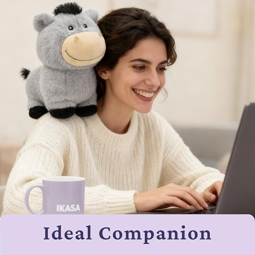 IKASA Microwavable Stuffed Animal Donkey Plush, Heating Weighted 1.5 lbs - color: Blue Donkey