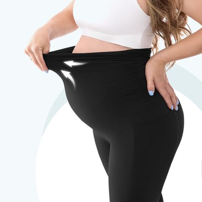 Leafigure Maternity Fleece Lined Leggings with Pockets - color: Black, size: Small
